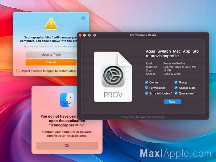 Permissions Reset 2 Mac macOS Utilitaire Logiciel Outil Application Maintenance Reparation Réparer les Permissions gratuit fichiers dossiers