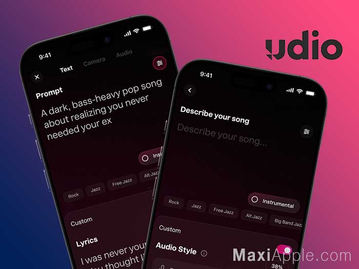 udio ai music maker studio generator app musique chanson ia ios iphone ipad android gratuit