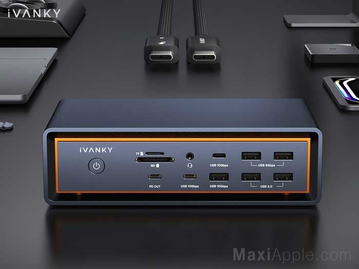 Station D'accueil Thunderbolt 5 IVANKY FusionDock Max 2 (23-en-1) - Triple écran Jusqu'à 6K, 140W PD, 10Gbps USB, 2.5 GbE - Pour MacBook Pro M1/M2/M3/M4