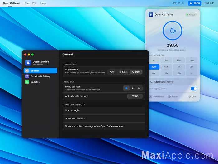 open-caffeine-app-logiciel-mise-veille-macos-mac-gratuit