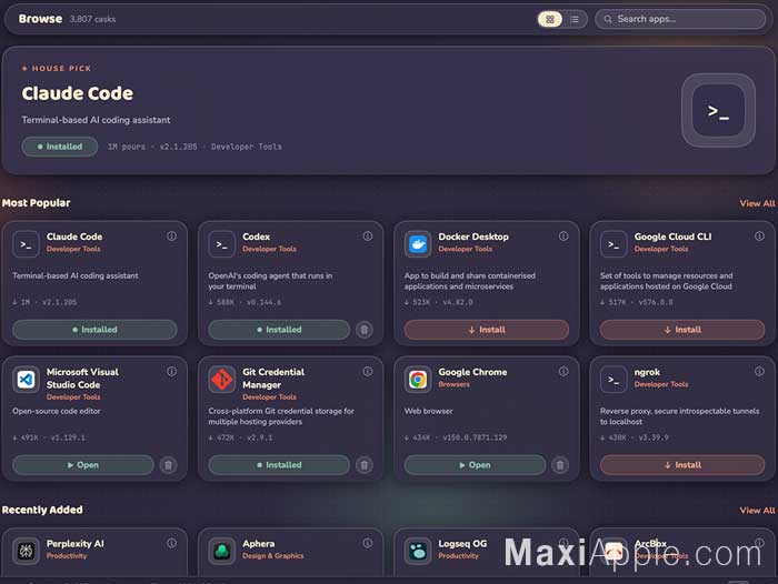 caskhub-app-mac-macos-iu-paquets-homebrew-appstore-interface-gratuit